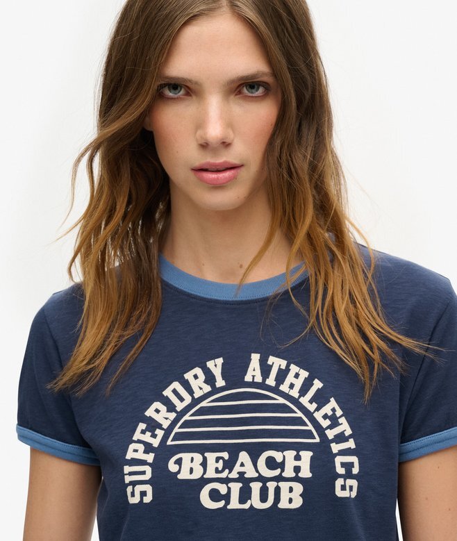 Athletic Essentials Beach Graphic Ringer T-shirt Athletic Essentials Beach Graphic Ringer T-shirt