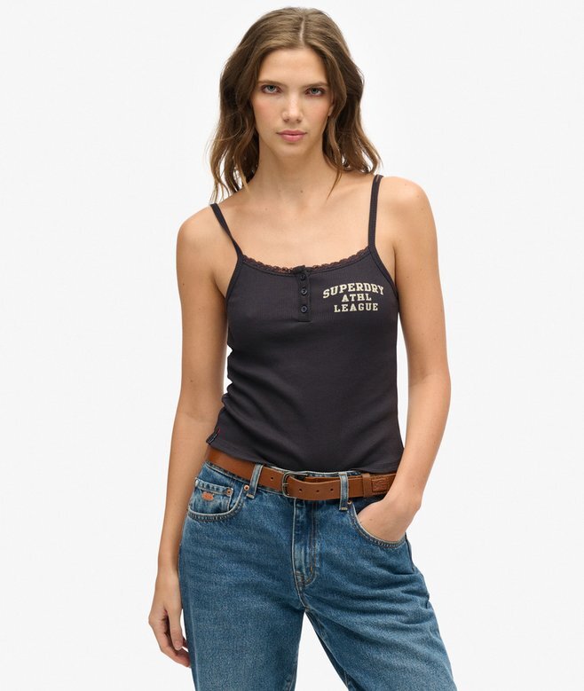 Athletic Essentials Graphic Button Cami Top Athletic Essentials Graphic Button Cami Top