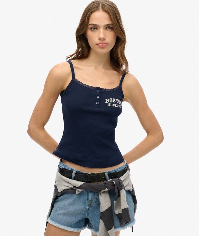 Athletic Essentials Graphic Button Cami Top Athletic Essentials Graphic Button Cami Top