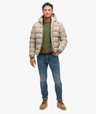 Αθλητικό Puffer μπουφάν με κουκούλα από τουίντ