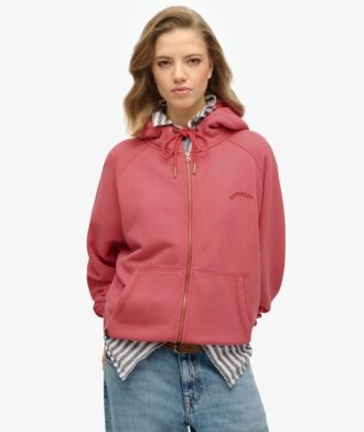 Essential Logo Oversized Raglan Zip Φούτερ με κουκούλα