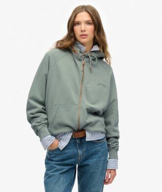 Essential Logo Oversized Raglan Zip Φούτερ με κουκούλα