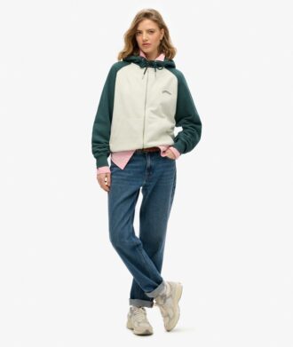 Essential Logo Oversized Raglan Zip Φούτερ με κουκούλα