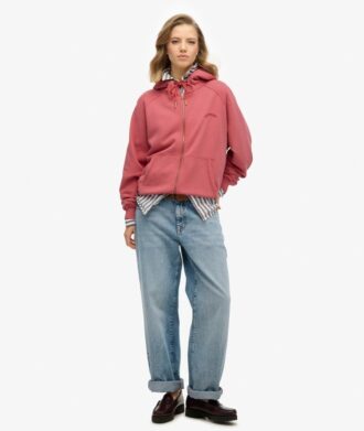 Essential Logo Oversized Raglan Zip Φούτερ με κουκούλα