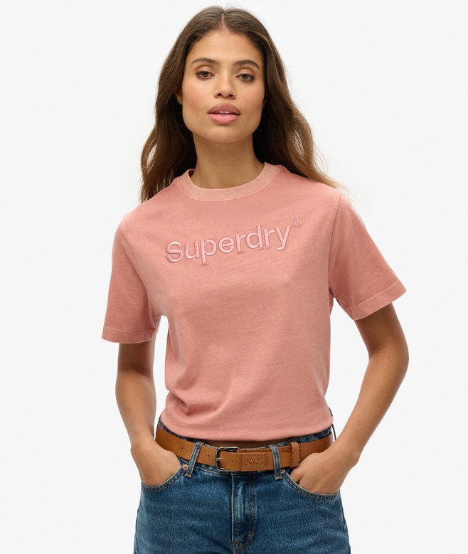 Κεντημένο T-shirt με λογότυπο Core, φαρδύ και χαλαρό Κεντημένο T-shirt με λογότυπο Core, φαρδύ και χαλαρό