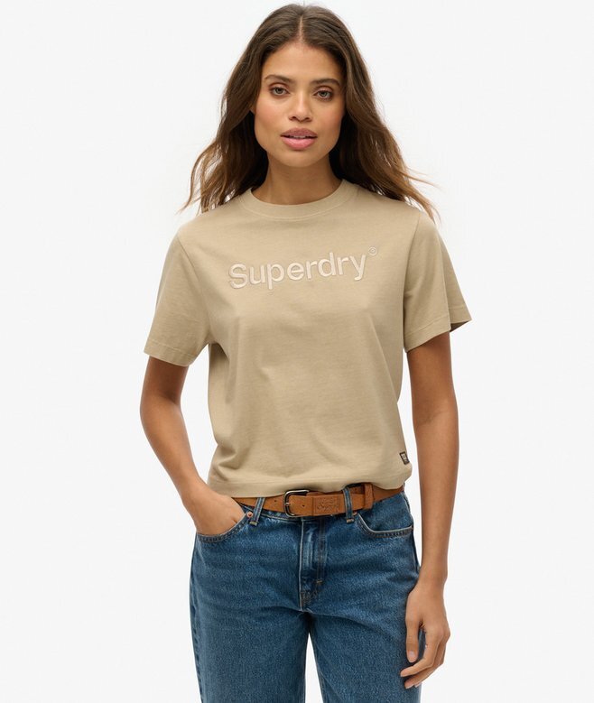 Κεντημένο T-shirt με λογότυπο Core, φαρδύ και χαλαρό Κεντημένο T-shirt με λογότυπο Core, φαρδύ και χαλαρό