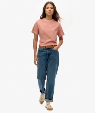 Κεντημένο T-shirt με λογότυπο Core, φαρδύ και χαλαρό
