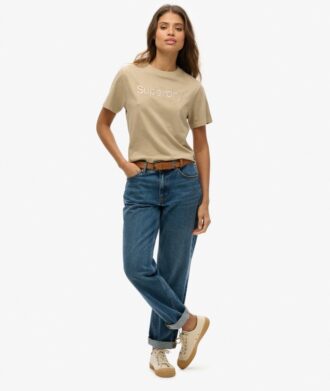 Κεντημένο T-shirt με λογότυπο Core, φαρδύ και χαλαρό