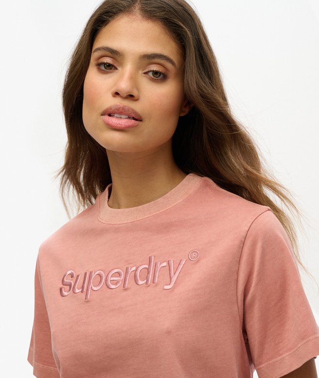 Κεντημένο T-shirt με λογότυπο Core, φαρδύ και χαλαρό Κεντημένο T-shirt με λογότυπο Core, φαρδύ και χαλαρό