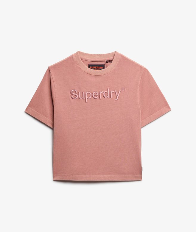 Κεντημένο T-shirt με λογότυπο Core, φαρδύ και χαλαρό Κεντημένο T-shirt με λογότυπο Core, φαρδύ και χαλαρό