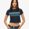 Κοντό T-shirt με ρίγες σε στυλ Vintage Κοντό T-shirt με ρίγες σε στυλ Vintage