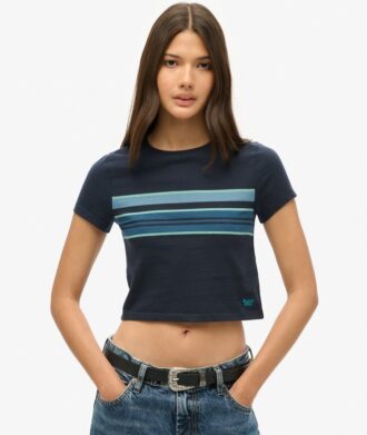 Κοντό T-shirt με ρίγες σε στυλ Vintage