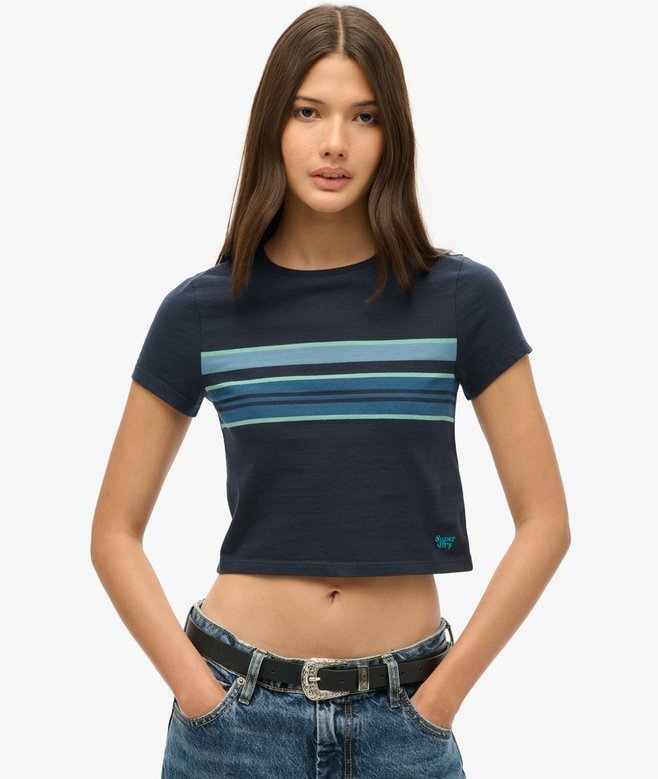 Κοντό T-shirt με ρίγες σε στυλ Vintage Κοντό T-shirt με ρίγες σε στυλ Vintage