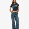 Κοντό T-shirt με ρίγες σε στυλ Vintage Κοντό T-shirt με ρίγες σε στυλ Vintage