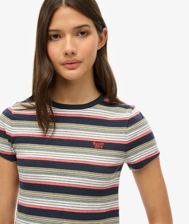 Κοντό T-shirt με ρίγες σε στυλ Vintage Κοντό T-shirt με ρίγες σε στυλ Vintage