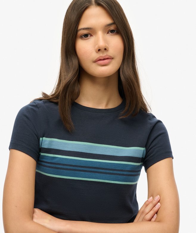 Κοντό T-shirt με ρίγες σε στυλ Vintage Κοντό T-shirt με ρίγες σε στυλ Vintage