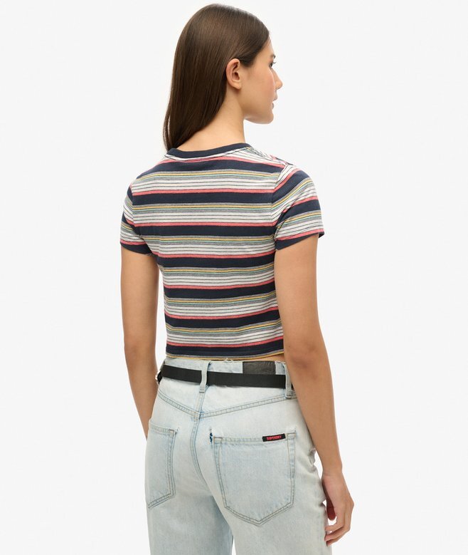 Κοντό T-shirt με ρίγες σε στυλ Vintage Κοντό T-shirt με ρίγες σε στυλ Vintage