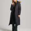 Μακρύ Hooded Puffer παλτό από συνθετική γούνα και ελαφριά επένδυση