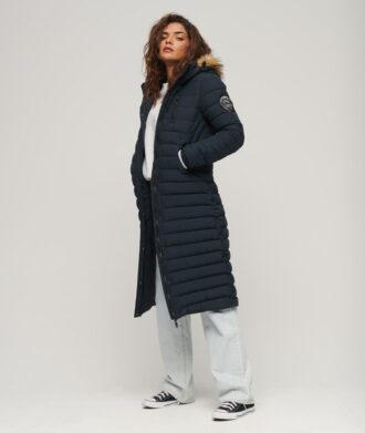 Μακρύ παλτό Puffer με κουκούλα Fuji