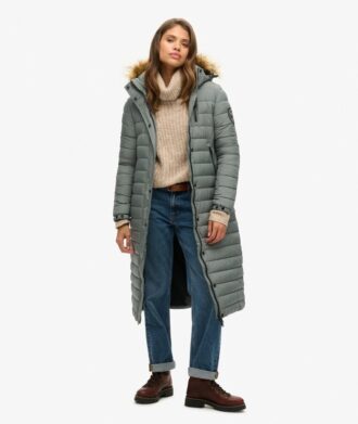 Μακρύ παλτό Puffer με κουκούλα Fuji