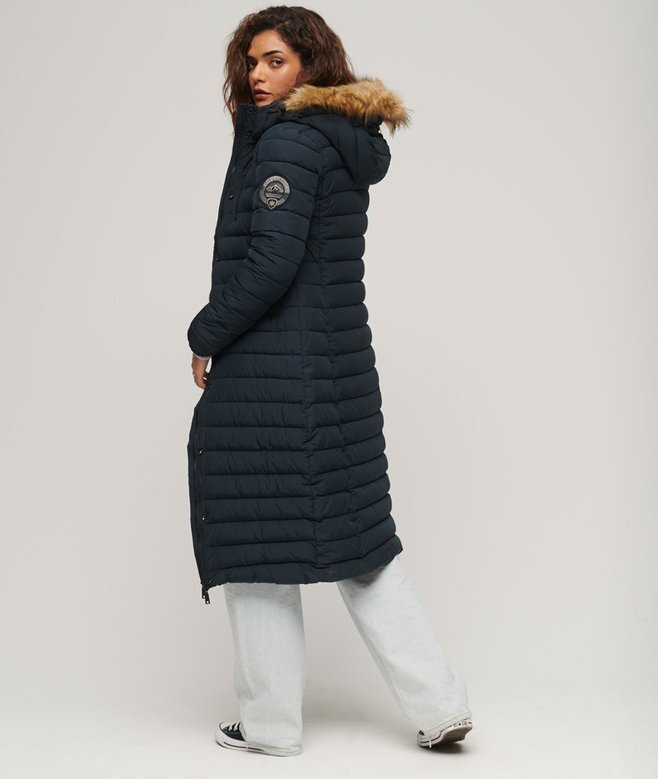 Μακρύ παλτό Puffer με κουκούλα Fuji Μακρύ παλτό Puffer με κουκούλα Fuji