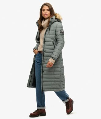Μακρύ παλτό Puffer με κουκούλα Fuji