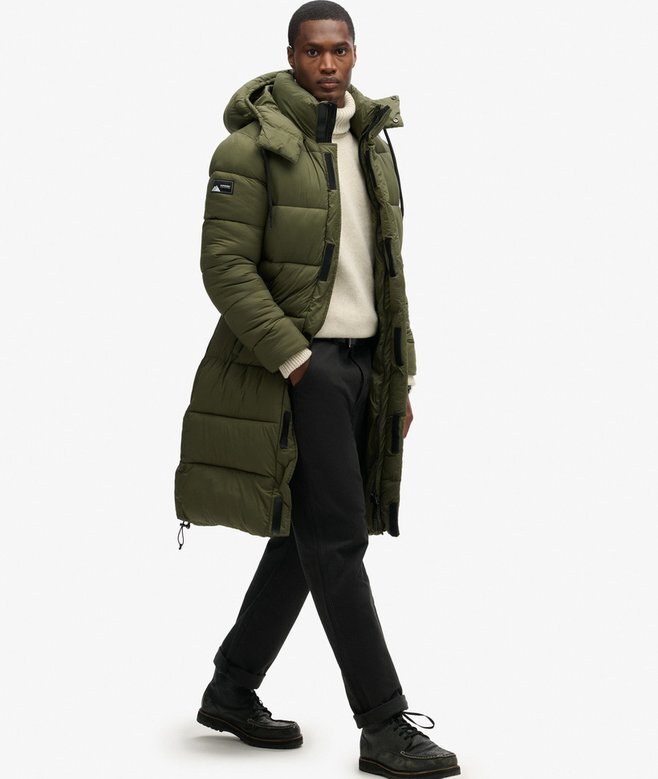 Μακρύ Puffer παλτό με επένδυση Ripstop Μακρύ Puffer παλτό με επένδυση Ripstop