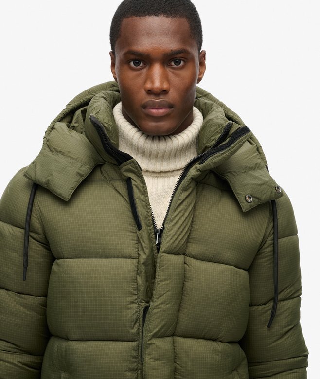 Μακρύ Puffer παλτό με επένδυση Ripstop Μακρύ Puffer παλτό με επένδυση Ripstop