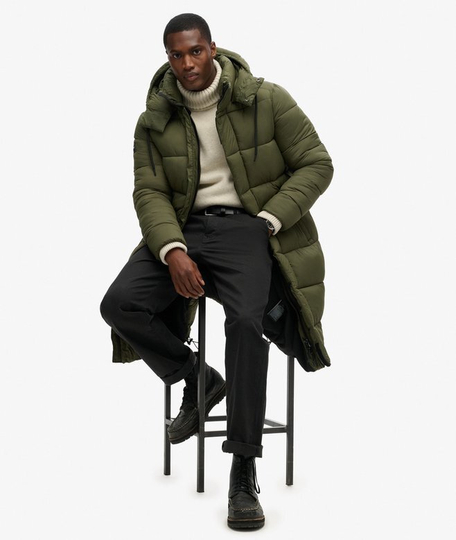 Μακρύ Puffer παλτό με επένδυση Ripstop Μακρύ Puffer παλτό με επένδυση Ripstop