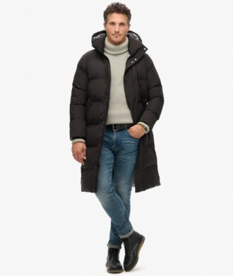 Μακρύ Puffer παλτό με κουκούλα