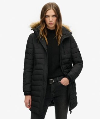 Μεσαίου μήκους Puffer παλτό με κουκούλα Hooded Fuji