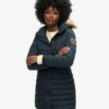 Μεσαίου μήκους Puffer παλτό με κουκούλα Hooded Fuji