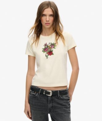Μικρό εφαρμοστό T-shirt με τατουάζ και στρας