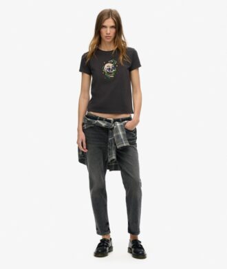 Μικρό T-shirt με στρας και σχέδιο τατουάζ