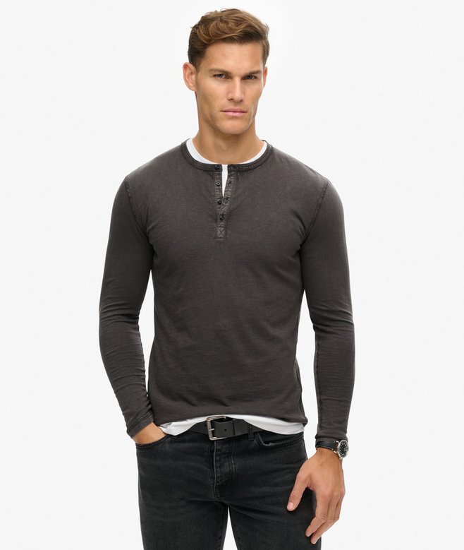 Μπλούζα Henley με μακριά μανίκια Μπλούζα Henley με μακριά μανίκια