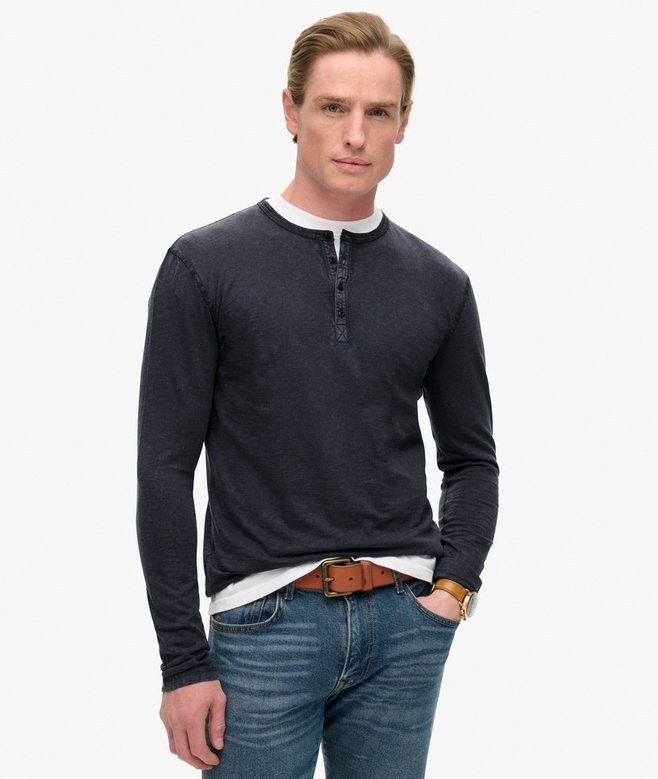 Μπλούζα Henley με μακριά μανίκια Μπλούζα Henley με μακριά μανίκια