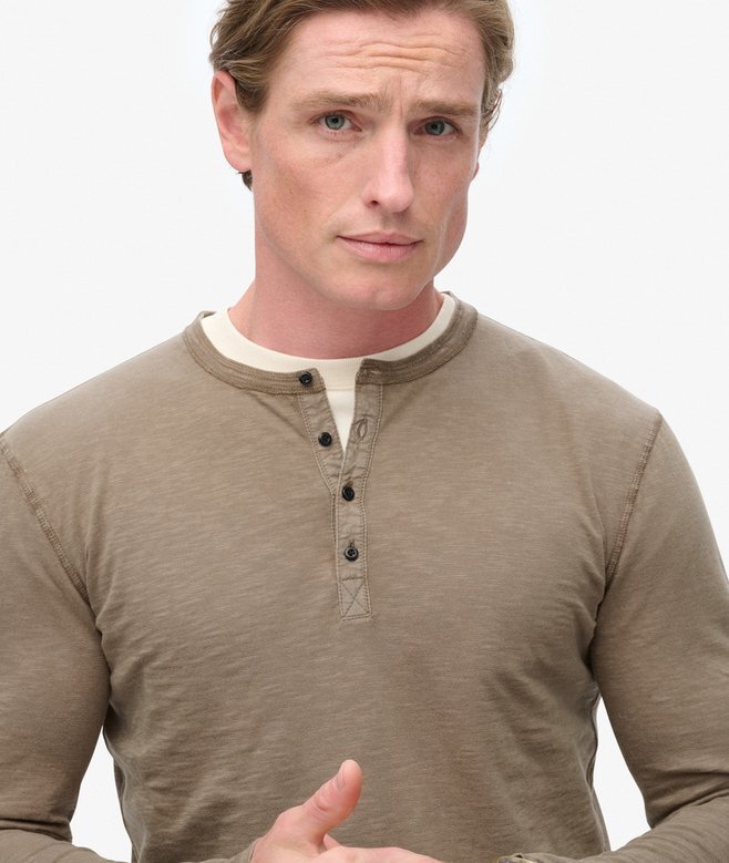 Μπλούζα Henley με μακριά μανίκια Μπλούζα Henley με μακριά μανίκια