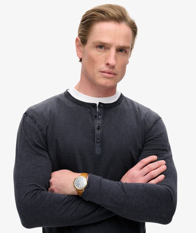 Μπλούζα Henley με μακριά μανίκια Μπλούζα Henley με μακριά μανίκια