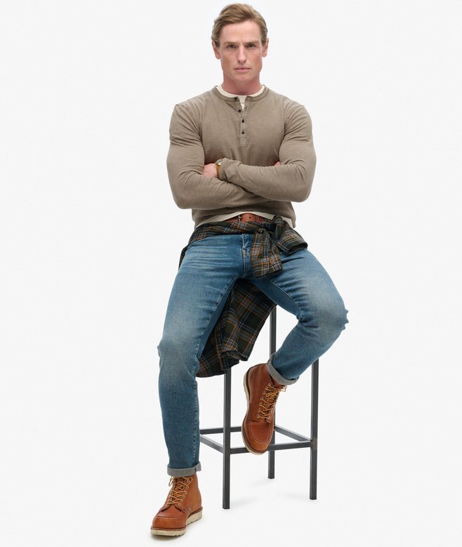 Μπλούζα Henley με μακριά μανίκια Μπλούζα Henley με μακριά μανίκια