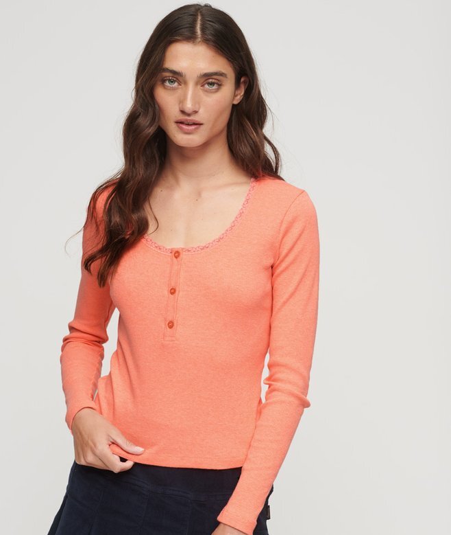 Μπλούζα Henley με ραβδώσεις και μακριά μανίκια Μπλούζα Henley με ραβδώσεις και μακριά μανίκια