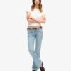 Organic Cotton Vintage χαμηλής μέσης με στενή γραμμή και φαρδιά πόδια