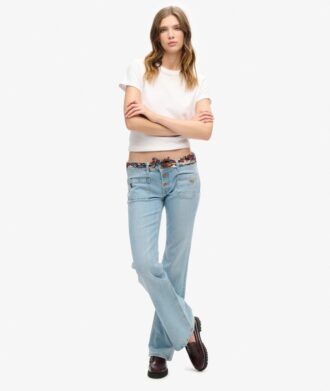 Organic Cotton Vintage χαμηλής μέσης με στενή γραμμή και φαρδιά πόδια