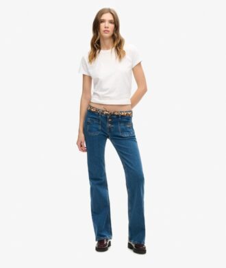 Organic Cotton Vintage χαμηλής μέσης με στενή γραμμή και φαρδιά πόδια