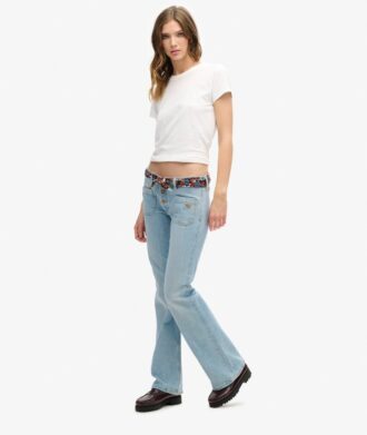 Organic Cotton Vintage χαμηλής μέσης με στενή γραμμή και φαρδιά πόδια
