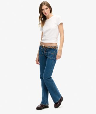 Organic Cotton Vintage χαμηλής μέσης με στενή γραμμή και φαρδιά πόδια