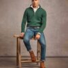 Πλεκτό πουλόβερ Cotton Classics με μισό φερμουάρ