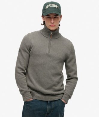 Πλεκτό πουλόβερ Cotton Classics με μισό φερμουάρ