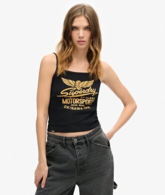 Ρετρό Rocker Graphic Rib Cami Μπλούζα