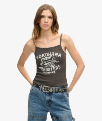 Ρετρό Rocker Graphic Rib Cami Μπλούζα