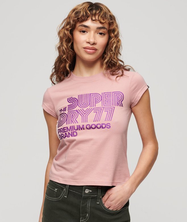 Ρετρό T-shirt με λογότυπο με γκλίτερ Ρετρό T-shirt με λογότυπο με γκλίτερ